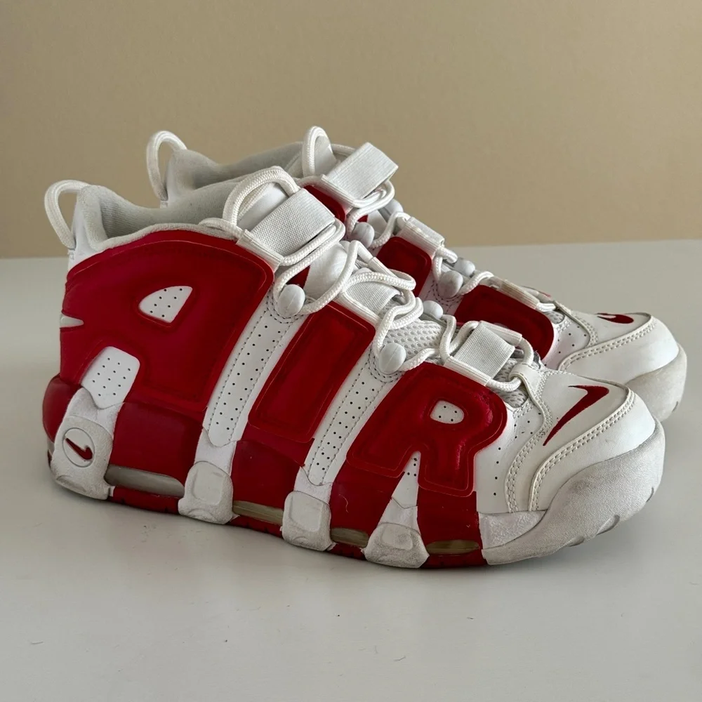 Nike Air More Uptempo Max Varsity White Red EUC 2016 sz 9 - Picture 3 of 9